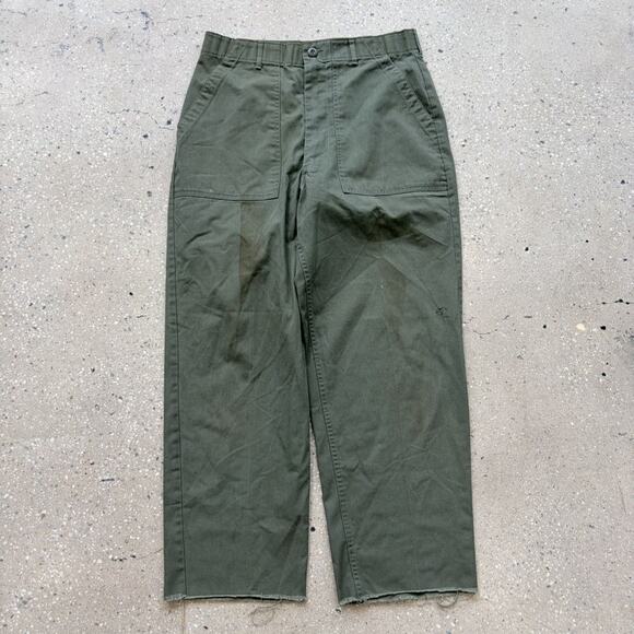 Vintage Other - Vintage 70s US Army OG-507 Green Canvas Fatigue Pants 32x28